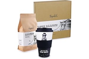 ‎MORGENHELD Morgenheld Geschenk Set SUPER BÄÄMM Kaffeebohnen 500g und Porzellan Becher Coffee to go