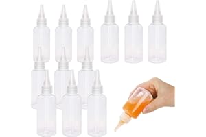 LYQNIHOB Set di 12 Bottigliette Squeeze in Plastica Trasparente da 15 e 20ml - Dispenser Vuoti per Condimenti come Olio, Ketchup, Senape, Maionese e Salse con Tappo per un Dosaggio Facile ed Igienico