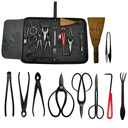 Bonsai Werkzeugset, 10 / 14-Teiliges Set Professional Scher- Bürsten Mit Rollen Drähte Carbon Stahl Multi-Funktions-Outdoor-Schanzzeug Für Wandern Camping Garten Scheren-Set Werkzeug Kit