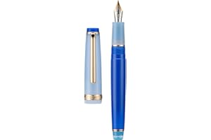 erofa Jinhao 82 - Penna stilografica, pennino extra fine con finiture dorate, corpo trasparente a contrasto blu con convertitore (3K1JHG62JDS)