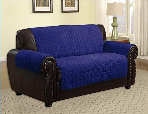 Quilted Microfiber Pet Dog Couch Sofa Furniture Protector Cover, Kashi, 5 Colors, 3 Sizes (Love Seat, Navy) by Quilted