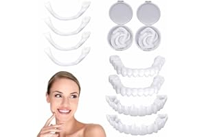 Naletie 2 Coppie Dentiera Provvisoria, Denti Cosmetici, Faccette Dentali Estetiche, Dentiera finta Naturale, Faccette Denti Finti Superiore e Inferiore, Dente finto Frovvisorio, per Uomini e Donne