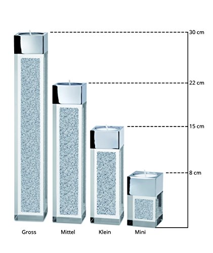 Modernes Teelicht Pylon klein mit SWAROVSKI ELEMENTS Kristallen – die besondere Tisch-Dekoration, Muttertags-Geschenk - 4