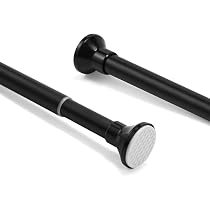 Asta Tenda Doccia Telescopica Nera 73-254 Cm – A Tensione, Senza Fori, Regolabile, Portata 10 Kg, Per Bagno E Cucina