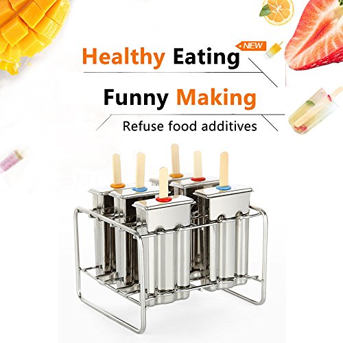 Baffect® Edelstahl Popsicle Form mit Stick Holder Eiscreme Form von 6 (Runden) - 4