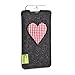 Produktbild ALMWILD® Hülle, Tasche für Apple iPhone 8 Plus, 7 Plus & 6s Plus, 6 Plus. Aus Filz, in Schiefer- Grau, Schwarz mit Herz. Handyhülle in Bayern handgefertigt.