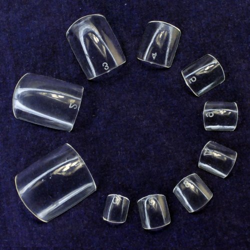 500pc Clear Transparent False Fake Artificial UV Gel Acrylic Toe Nail Art Tips 10 Sizes