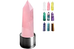 ‎HINATAA HINATAA 8-9cm Heilkristall Steine,Edelstein Heilsteine,Polierte Quarz Kristall Steine,Natürlicher Fluorit,Sechseck Kristall Stäbe für Reiki Chakra Meditation Therapie Dekoration (Rosa Quarz)