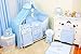 Produktbild Lux4Kids Kinderbettausstattung Bett Set 135x100 Nestchen Wickelauflage Himmel & Stange Mobile Kopfkissen Spannbettlacken 03 Mond Blau