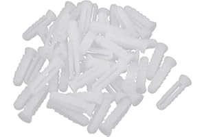UXCELL sourcingmap 6mm x 25mm Plastic Expansion Nail Plugs Wall Anchor Screw White 50pcs