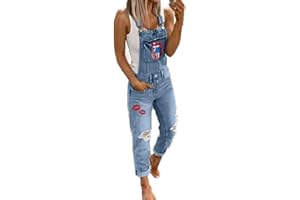 Godoboo Damen Latzhosen Denim Jumpsuit Slim Jeanslatzhose Overall Jumpsuit Playsuit Jeans Hosenanzug Damen Jeanslatzhose