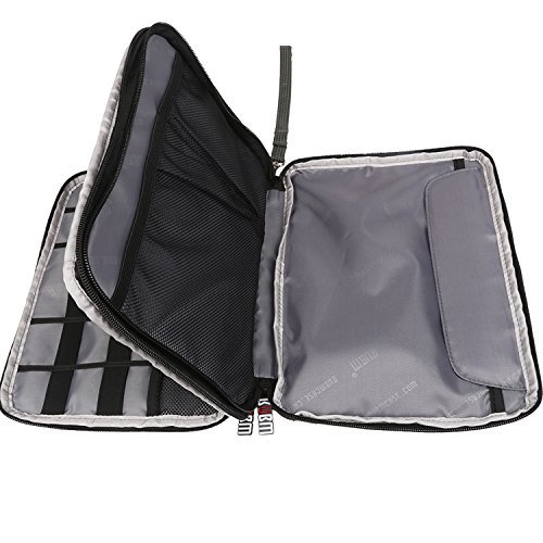 BUBM Reisetasche Organisator Tasche mit Doppelschichte für Elekronik Zubehör Wie Telefon Ladegerät Tasche (Groß,Schwarz) - 4