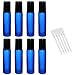 8 PCS 10ml Empty Blue Glass Aromatherapy Perfume Essential Oil Roller Bottles Roll On Bottle + 5 PCS 0.2ml Dropper