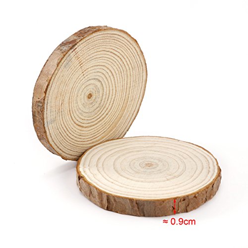 20 x Rund Holzscheiben Baumscheiben Namensschild Anhängeetiketten Hochzeit Deko Basteln DIY 8-9cm - 7