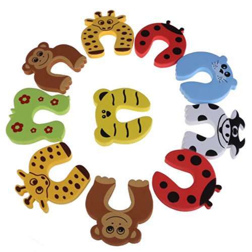 Vktech 10pcs Set Child Safety Cartoon Door Card Baby Door Stopper Clip Security
