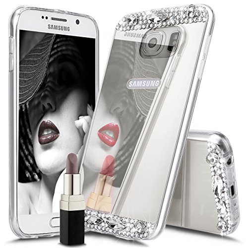 Galaxy S8 Plus Hülle,Galaxy S8 Plus Schutzhülle,Galaxy S8 Plus Case,ikasus® [Bling Glitzer Kristall Strass Diamant Spiegel Hülle] Galaxy S8 Plus Silikon Hülle,Glänzend Glitzer Kristall Strass Diamanten Überzug Mirror Spiegel Muster Stoßdämpfend TPU Silikon Schutz Handy Hülle Case Tasche Silikon Crystal Case Schutzhülle Etui Bumper für Samsung Galaxy S8 Plus - Silber