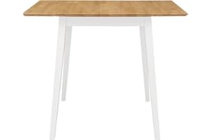 Hallowood Furniture Ledbury Drop Leaf White Painted Dining Table, Small Table with Light Oak Top, Foldable Dining Table, Kitchen Table, Dinner Table, Small Folding Dining Table