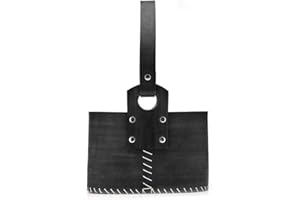 balibetov Rustic Genuine Leather Yerba Mate Gourd Bag I Premium Handmade Yerba Mate Cup and Thermo Bag for Work Outdoor Travel Picnic (Black Small)