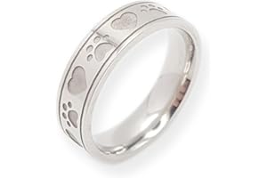 JOYADOG Herz Hundepfote Katzenpfote Ring für Damen, 6mm breit, innen abgerundet.Originelles Geschenk für Frau,Tochter,Mutter...Originelle Designs in Silber und Stahl.Ein Geschenk,das Spuren hinterlässt