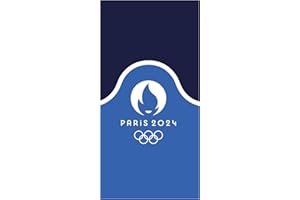 OMYDREAM Paris 2024 Igrzyska Olimpijskie Premium Navy Ręcznik plażowy | 100% bawełna, Oeko-Tex | prześcieradło plażowe 75 x 150 cm męskie, granatowy