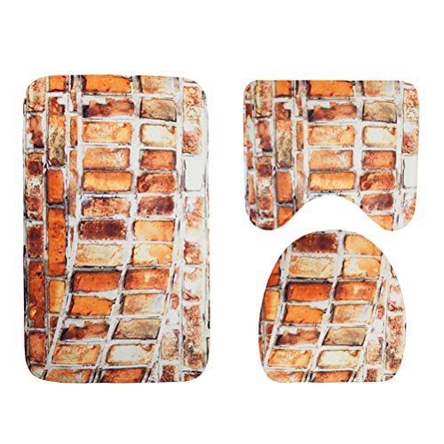 Preisvergleich Produktbild OUNONA Badeteppich Anti-Rutsch Mehltau Beweis Badematte Podest Matte Toilettensitzabdeckung (3 Stücke)