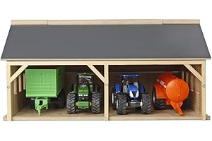 Kids Globe stodoa 1:50 (zabawka z gospodarstwa rolnego z drewna, do traktorów i przyczep, wymiary 25,3 x 33,4 x 16,7 cm, dach składany 610047