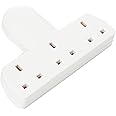 3 Way Triple Gang UK 3 Pin Multi-Socket Plug Extension Mains Adaptor British Approved 13A - White