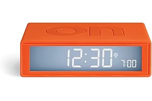 Lexon Flip+ Reloj Despertador con Pantalla LCD (Goma), Color Naranja