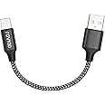 RAVIAD iPhone Cable Short [0.5FT/15CM, MFi Certified] Nylon Braided iPhone Charger Cable USB Fast Charging Lightning Cable for iPhone 11 Pro Max X XS XR 10 8 8 7 Plus 6 6s 5s 5 SE 2020 - Black