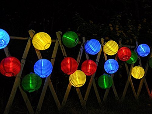 solar lichterkette lampions bunt Xpassion Solar Lichterkette bunt 20 LEDs außen Garten Innen 4,9 M für Outdoor Weihnachten Party Fest Deko usw. - 2