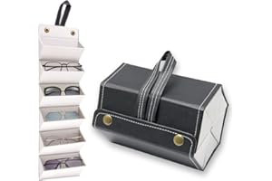 Rebanky Wielokrotne podróżne etui na okulary przeciwsłoneczne z 6 przegródkami na wiele okularów etui do przechowywania przenośne okulary przeciwsłoneczne organizer podróżny składany uchwyt na okulary