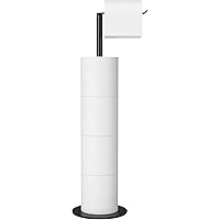 Porte-Rouleau de Papier Toilette sur Pied pour Salle de Bain, Support en Acier Inoxydable avec Finition Noire, Distributeur S
