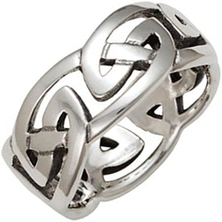Mens 10mm Solid Silver Celtic Eternal Knot Ring Size Z. Gift Boxed. Celtic Jewellery