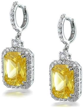 Bling Jewelry Gelbe Citrin Smargard Cut CZ Fashion Ohrringe