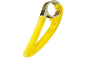 ProBytes Banana Slicer - ABS, Steel Rings Scissor Style Cutter, Even Slicing/Cutting, Fruits, Vegetables, Sausage, Strawberries, Gherkin, Pepper, Salad, Fun Snack, Kitchen Craft, Food Art - Yellow