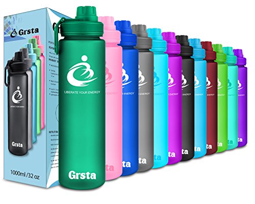 Grsta Sports Water Bottle - 1000ml - Bpa Free & Eco Friendly Tritan Reusable Plastic - for Running,G Grsta Sports Water Bottle - 1000ml - Bpa Free & Eco Friendly Tritan Reusable Plastic - for Running,G