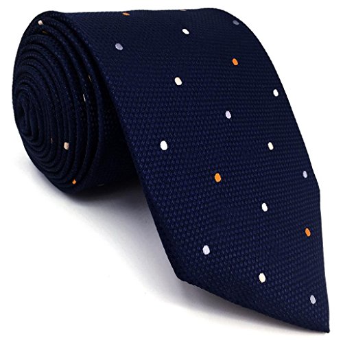shlax&wing Puntos Azul Navy Corbatas Para Hombre Traje de negocios Seda Puntos 147cm