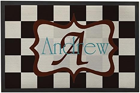 Black and White Welcome Outdoor Mats Custom Chessboard Front Door Mat 80x50cm Doormat Funny with Name Personalised Floor Mats for Home