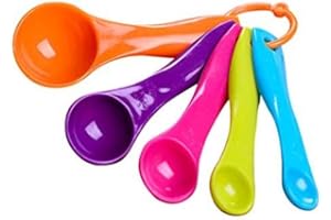 Rightox Measuring Spoon Set Food Grade BPA Free Durable Plastic Kitchen Utensil Set 5 Pieces Multicolour