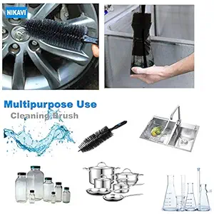 NIKAVI Universal Cleaning Brush, Anti-Slip Grip Brush [ Car Tire Rim, Kitchen Vesels, Glass Wares,etc ] (Black)