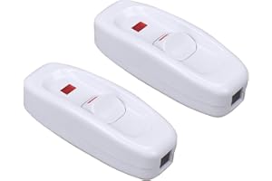 BuxiuGK 2Pcs Interruptor Torpedo,AC 250V 10A Interruptor Lampara Interruptor de Cable en Línea ON/Off con Indicadora LED para lámparas de mesa, lámparas de espejo,Blanco