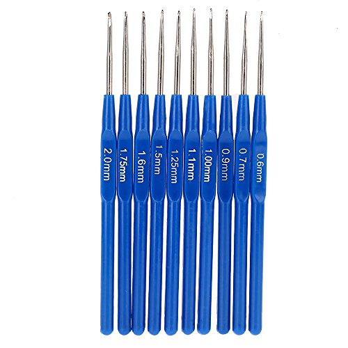 10pcs Metall Stricknadeln Haekelnadeln Ausstattungen mit ergonomische Griffe 0.6-2.0mm