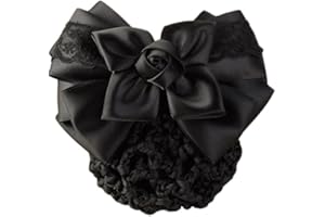 UPSTORE Rete per capelli da donna con fiocco in raso, accessorio per chignon per hostess, banche, alberghi, ristoranti, nero