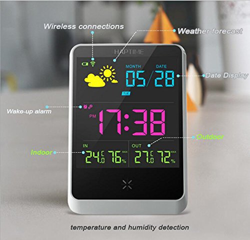 ESTGOUK Funk Wetterstation mit Farbdisplay ,Funkuhr, Wecker, Wettervorhersage, Hygrometer,Außensensor - 3