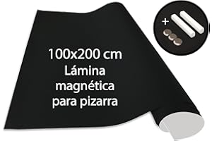 Cuadros Lifestyle Board Foil 100x200 cm | Pizarra magnética y autoadhesiva | Pizarra magnética | Lámina magnética | Incluye Tiza + imanes | Negro