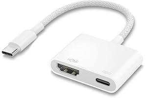 LUIRSAY Adattatore HDMI per iPhone, Adattatore USB C to HDMI 4K60Hz+PD100W per Sincronizzazione Audio e Video, Compatibile con ipad,iphone 16/15,MacBook Pro