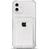 Ehr. iPhone 12 Mini Uyumlu Kamera Korumalı Kartlıklı K&ouml;şeleri Airbag Tasarımlı Darbe &Ouml;nleyici Şeffaf Silikon Kılıf (Şeffaf, i