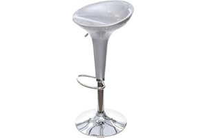 BAKAJI Sgabello Bar Cucina Altezza Regolabile Base in Acciaio Cromato e Seduta in ABS Girevole Casa (Grigio)