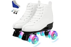 KALINU Women's Roller Skates PU Leather High-top Roller Skates Four-Wheel Roller Skates Shiny Roller Skates Beginner Outdoor Indoor