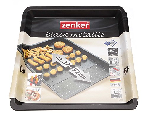 Zenker 6539 Herdbackblech ausziehbar, perforiert 370-520 x 330 x 30 mm, black metallic - 4